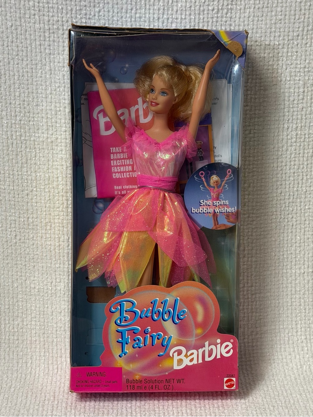 1998 Mattel Bubble Fairy Barbie
Doll Spins Pull Cord Wand #22087